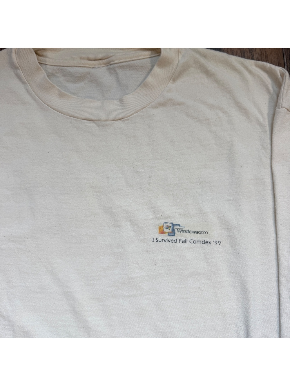 Vintage 90s Microsoft Windows 2000 Comdex 99 T Shirt Away Team Cream